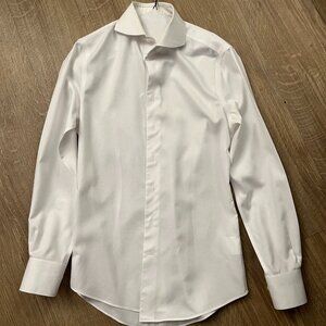 Suitsupply White Pinpoint Oxford Extra Slim Fit Shirt, size 14, sleeve 32"